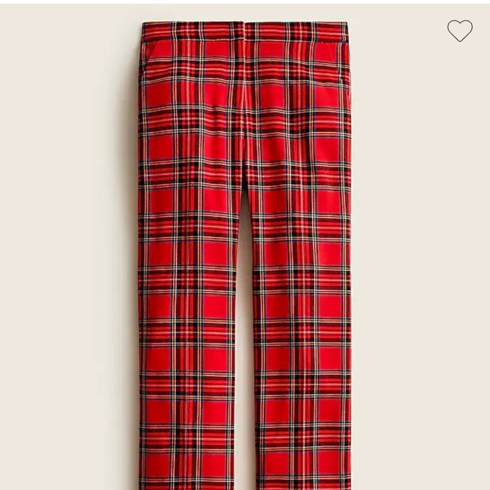 Tall full length straight leg bi-stretch wool pants in good tidings plaid